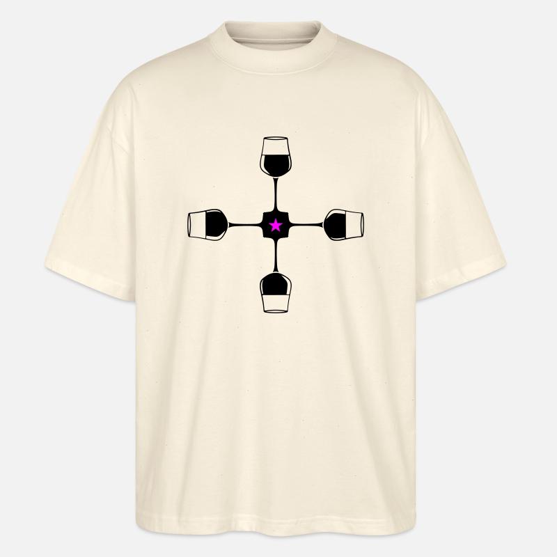 Wein Rotwein Glas - Stanley/Stella Oversized Unisex Bio T-Shirt Blaster 2.0 - Natur