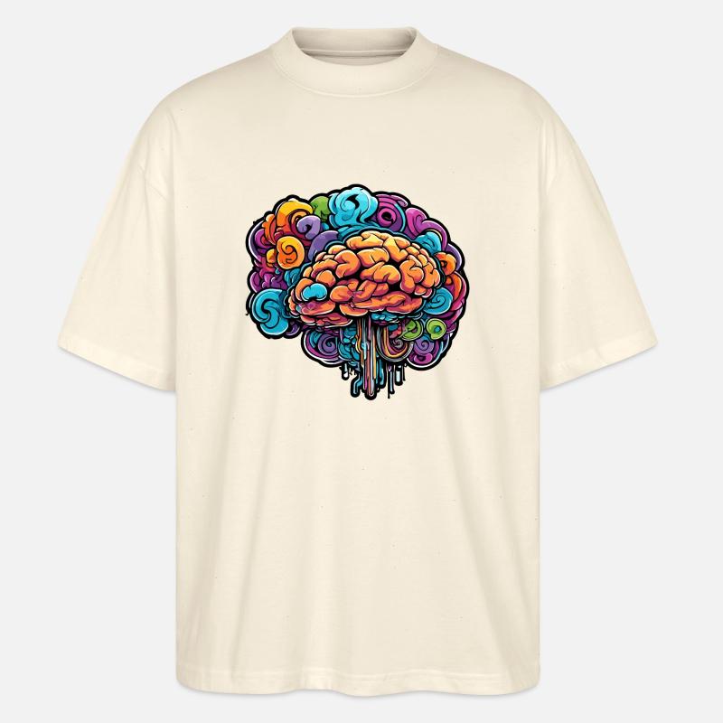 Brain / Knowledge / Intelligence / Clever / Thinking - Stanley/Stella Oversized Unisex Organic T-shirt Blaster 2.0 - soft Ecru