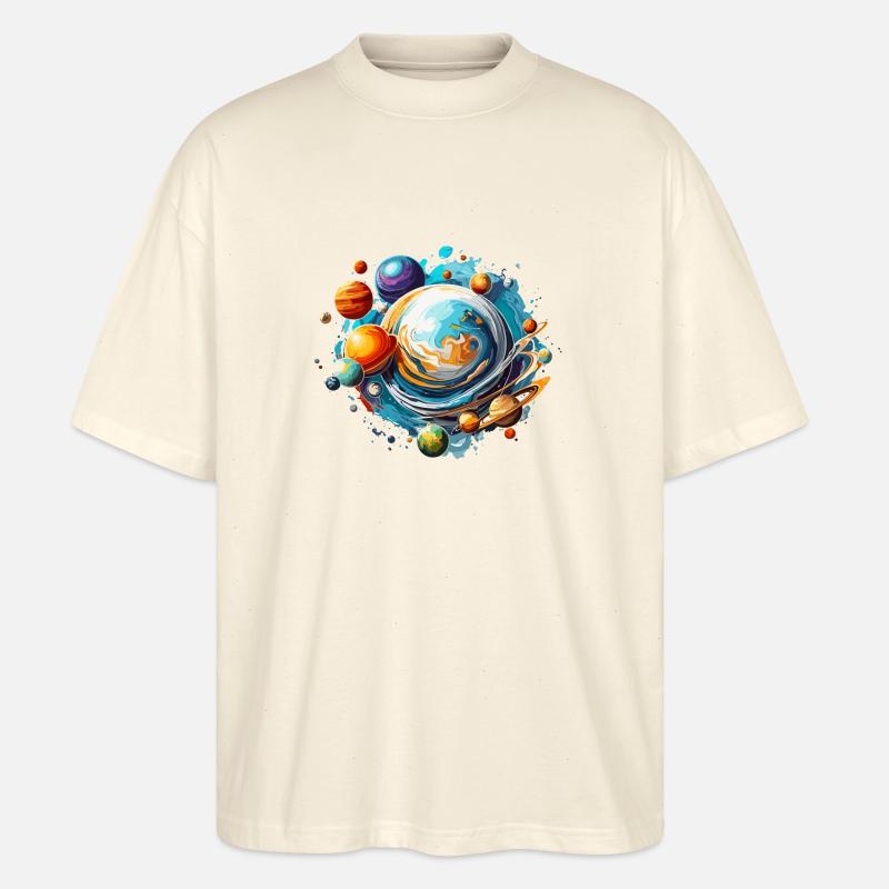 Planets / Solar System / Space / Galaxy - Stanley/Stella Oversized Unisex Organic T-shirt Blaster 2.0 - soft Ecru