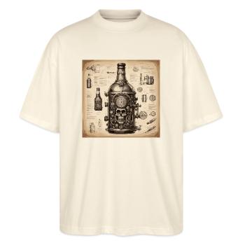 Bauplan / Sepia / Vintage / Retro / Schnaps - Stanley/Stella Oversized Unisex Bio T-Shirt Blaster 2.0 - Natur - Vorne - Alina (178cm) & Michal (187cm)