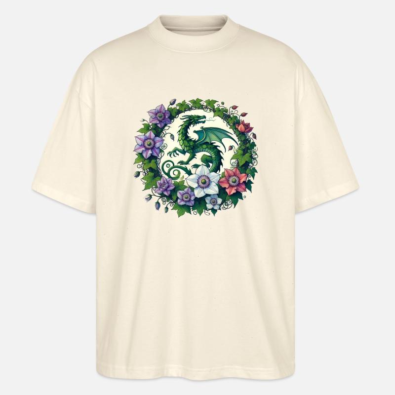 Clematis Drache - Stanley/Stella Oversized Unisex Bio T-Shirt Blaster 2.0 - Natur