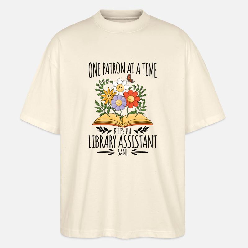 Library Aide Funny Library Assistant - Stanley/Stella Oversized Unisex Organic T-shirt Blaster 2.0 - soft Ecru