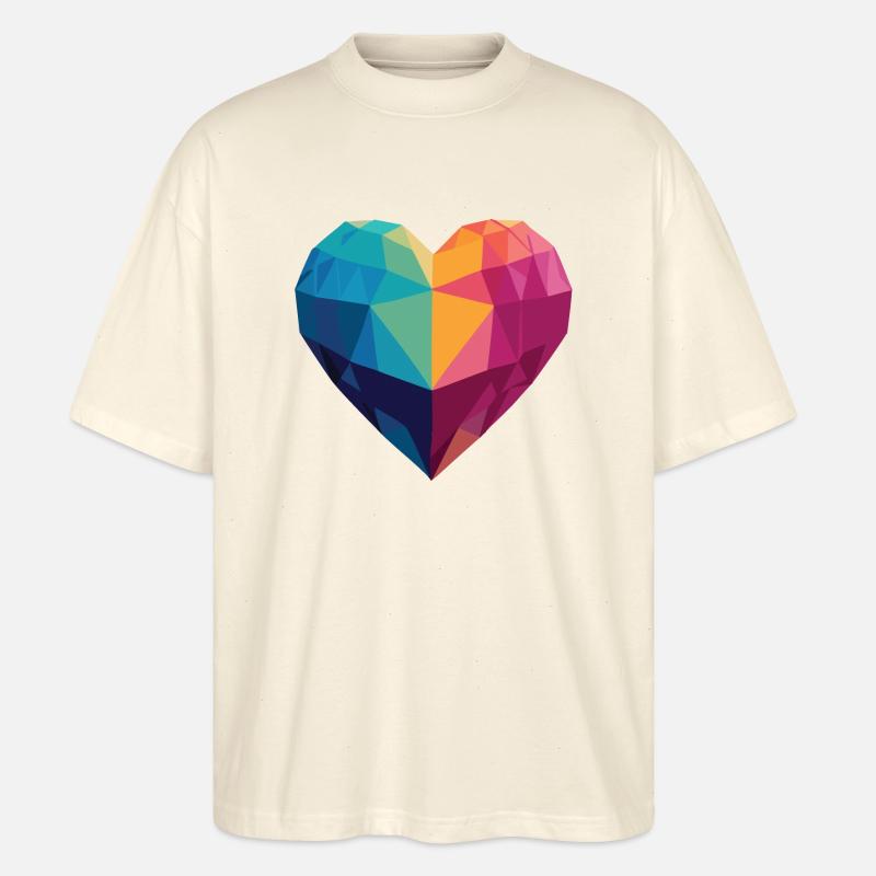 Liebe - Low Poly Herz - Stanley/Stella Oversized Unisex Bio T-Shirt Blaster 2.0 - Natur