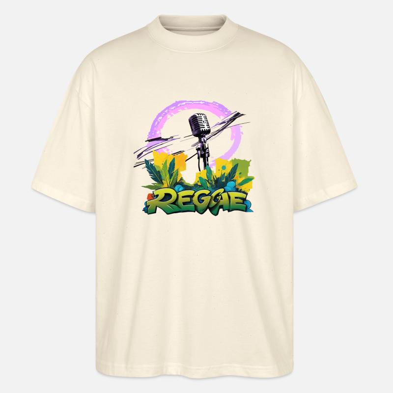 Reggae Mikrofon - Stanley/Stella Oversized Unisex Bio T-Shirt Blaster 2.0 - Natur