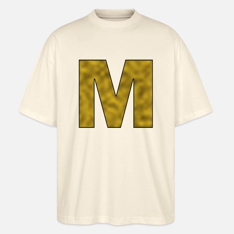 Buchstabe M Gold - Stanley/Stella Oversized Unisex Bio T-Shirt Blaster 2.0 - Natur