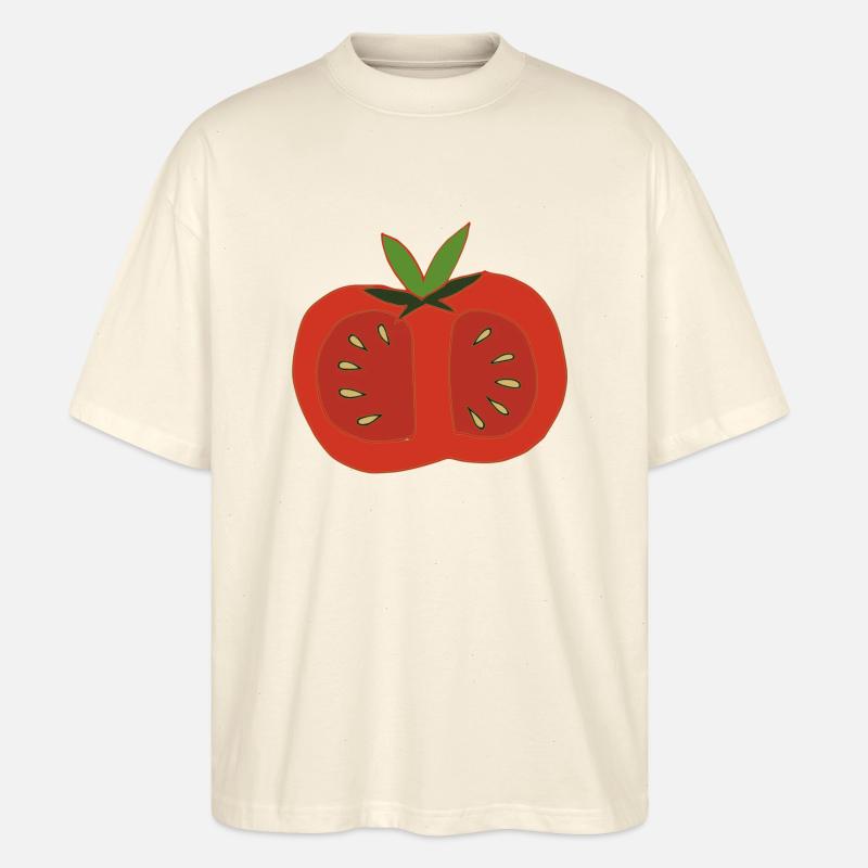 Tomate rouge coupée en deux - T-shirt bio Blaster 2.0 coupe oversize Stanley/Stella Unisexe - écru doux