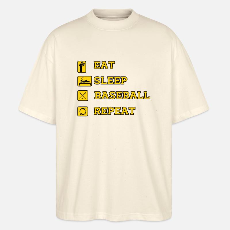EAT SLEEP BASEBALL REPEAT - T-shirt bio Blaster 2.0 coupe oversize Stanley/Stella Unisexe - écru doux