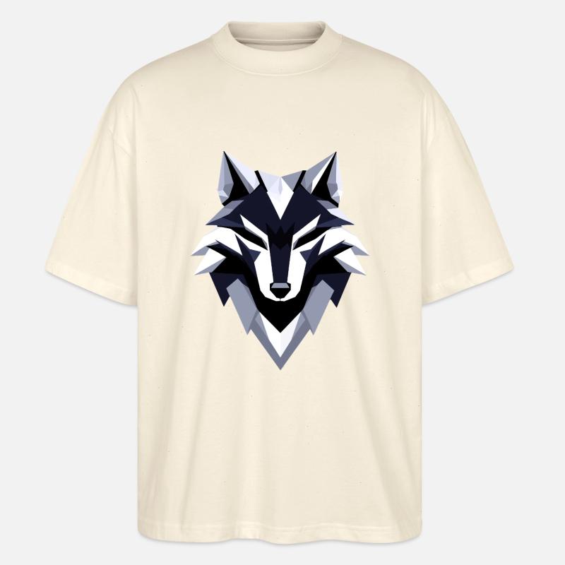 Wolf Low Poly Logo Design - Stanley/Stella Oversized Unisex Organic T-shirt Blaster 2.0 - soft Ecru