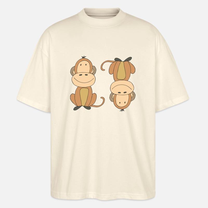 Monkey upside down - Stanley/Stella Oversized Unisex Organic T-shirt Blaster 2.0 - soft Ecru