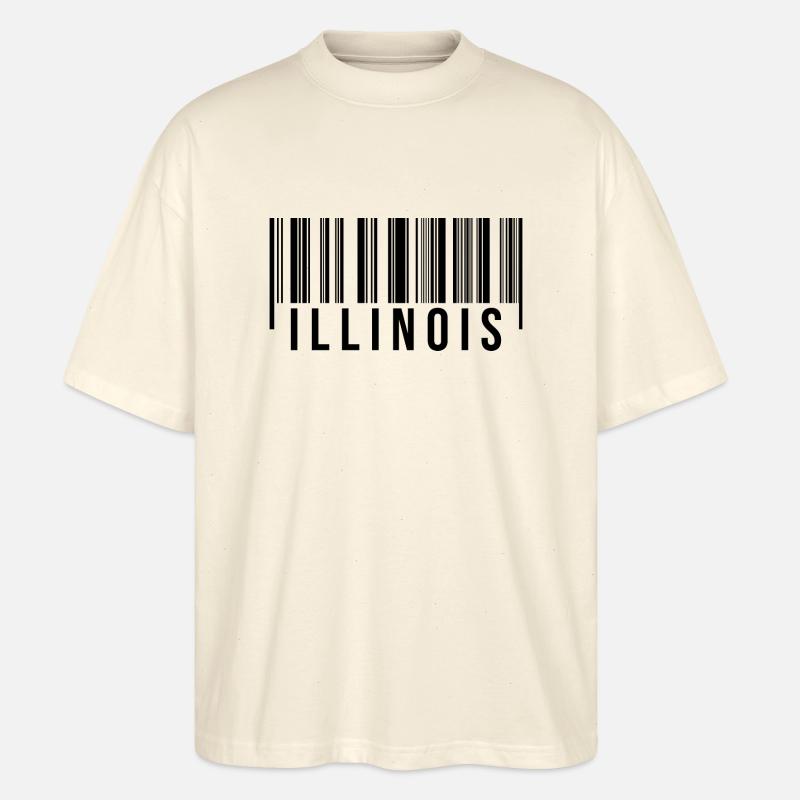 Code à barres de l’Illinois - T-shirt bio Blaster 2.0 coupe oversize Stanley/Stella Unisexe - écru doux
