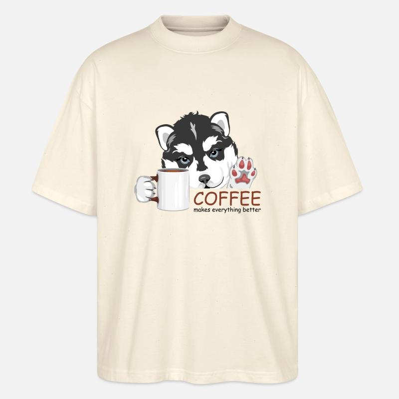Coffee makes everything better - Stanley/Stella Oversized Unisex Organic T-shirt Blaster 2.0 - soft Ecru