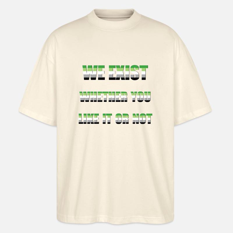 We Exist - Aromantic Flag - Stanley/Stella Oversized Unisex Organic T-shirt Blaster 2.0 - soft Ecru
