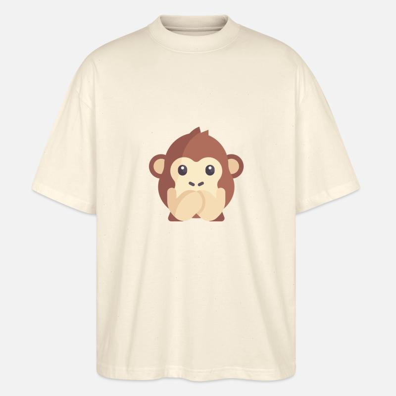 émoticône de singe mignon - T-shirt bio Blaster 2.0 coupe oversize Stanley/Stella Unisexe - écru doux