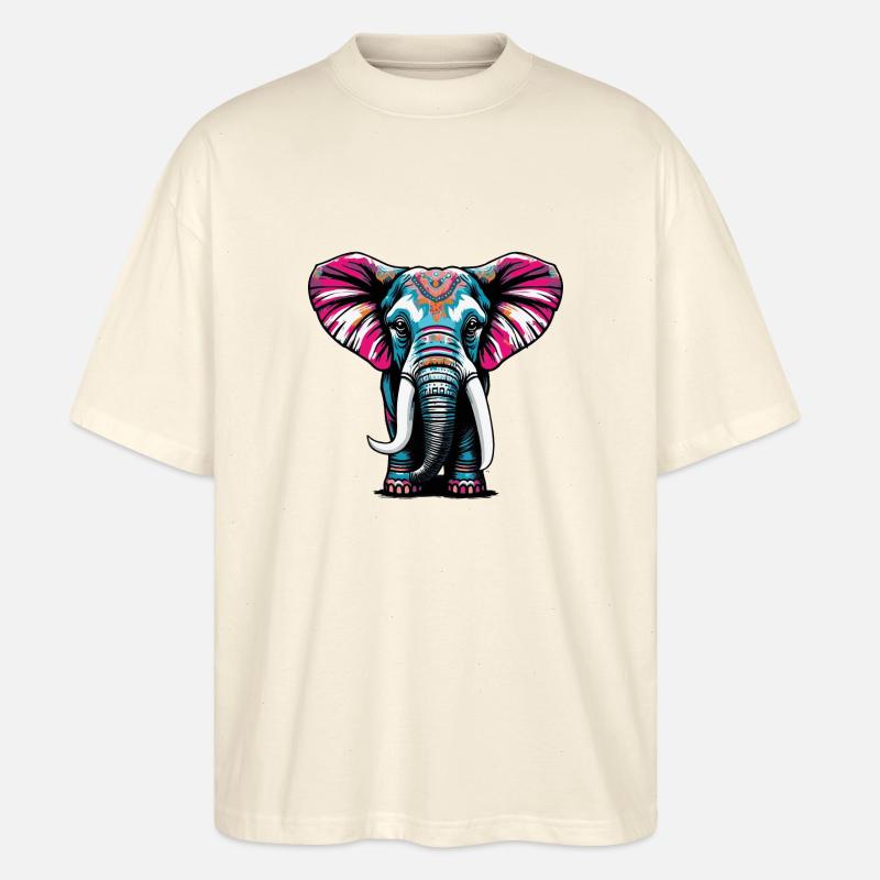 Farbenfroher Elefant - Stanley/Stella Oversized Unisex Bio T-Shirt Blaster 2.0 - Natur
