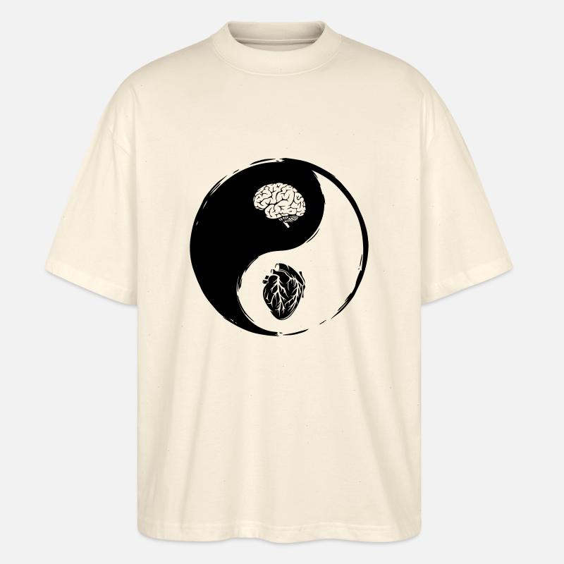 Yin Yang Herz Gehirn - Stanley/Stella Oversized Unisex Bio T-Shirt Blaster 2.0 - Natur