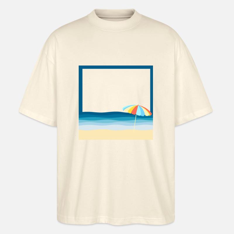 Sommerstrand mit Sonnenschirm - Stanley/Stella Oversized Unisex Bio T-Shirt Blaster 2.0 - Natur