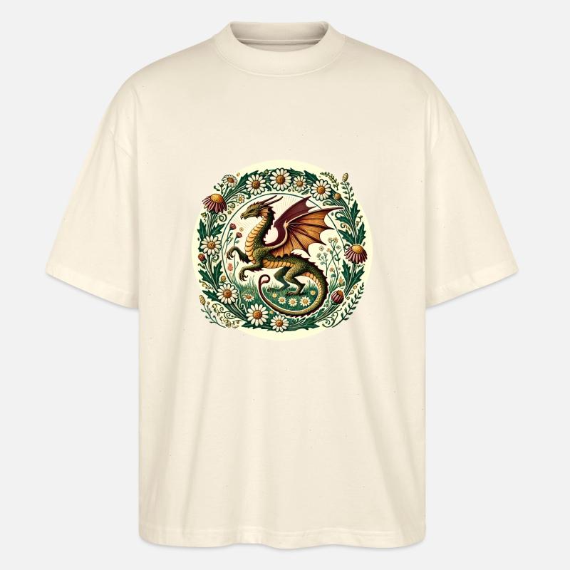 Gänseblümchen-Blumen-Drache - Stanley/Stella Oversized Unisex Bio T-Shirt Blaster 2.0 - Natur