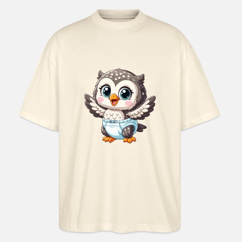 Eule Baby mit Windel - Stanley/Stella Oversized Unisex Bio T-Shirt Blaster 2.0 - Natur