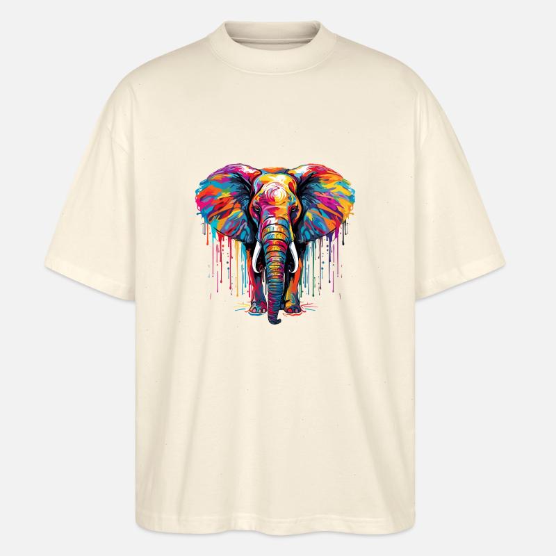 Bunter Elefant - Stanley/Stella Oversized Unisex Bio T-Shirt Blaster 2.0 - Natur