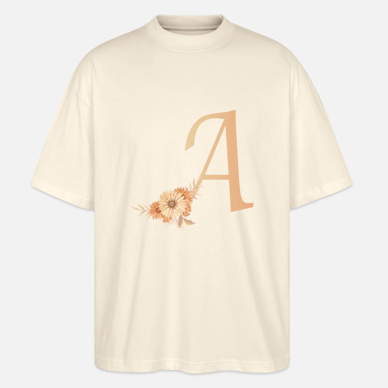 Lettre A avec des fleurs - T-shirt bio Blaster 2.0 coupe oversize Stanley/Stella Unisexe - écru doux