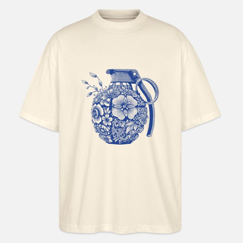 Blumen Granate - Stanley/Stella Oversized Unisex Bio T-Shirt Blaster 2.0 - Natur