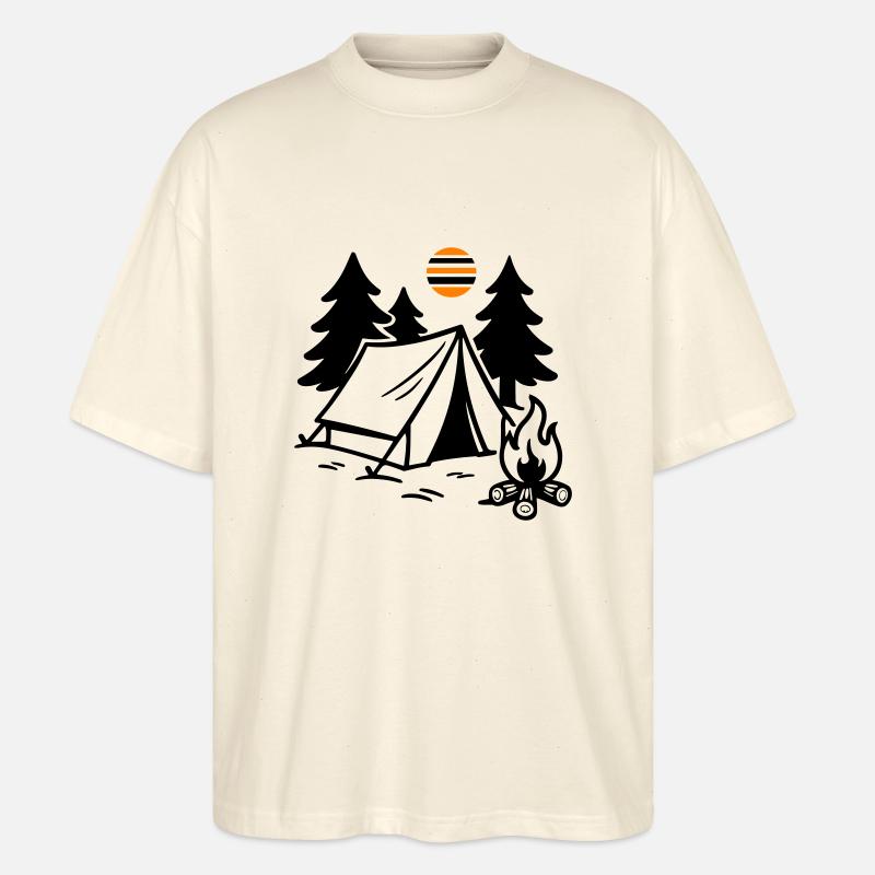 Zelt Lagerfeuer Camping - Stanley/Stella Oversized Unisex Bio T-Shirt Blaster 2.0 - Natur