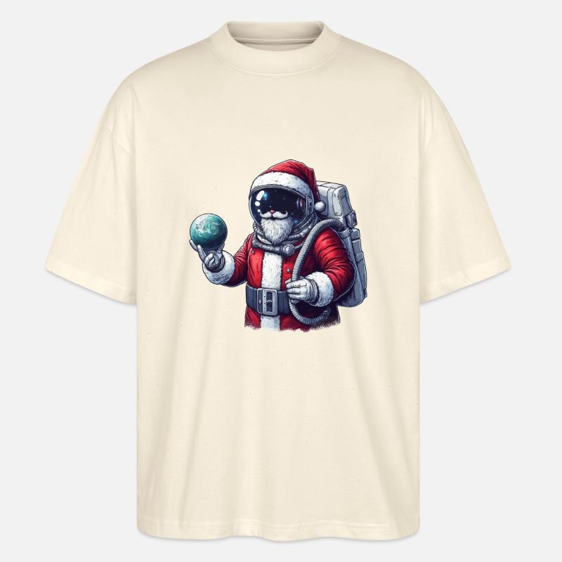 Astronaut Weihnachtsmann Geschenkidee - Stanley/Stella Oversized Unisex Bio T-Shirt Blaster 2.0 - Natur