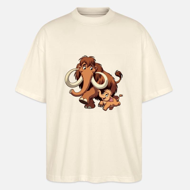 Mammutmutter und Kind - Stanley/Stella Oversized Unisex Bio T-Shirt Blaster 2.0 - Natur
