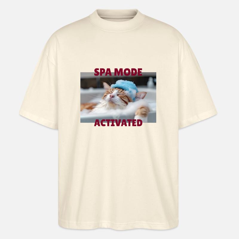 Spa-Modus Katze - Stanley/Stella Oversized Unisex Bio T-Shirt Blaster 2.0 - Natur