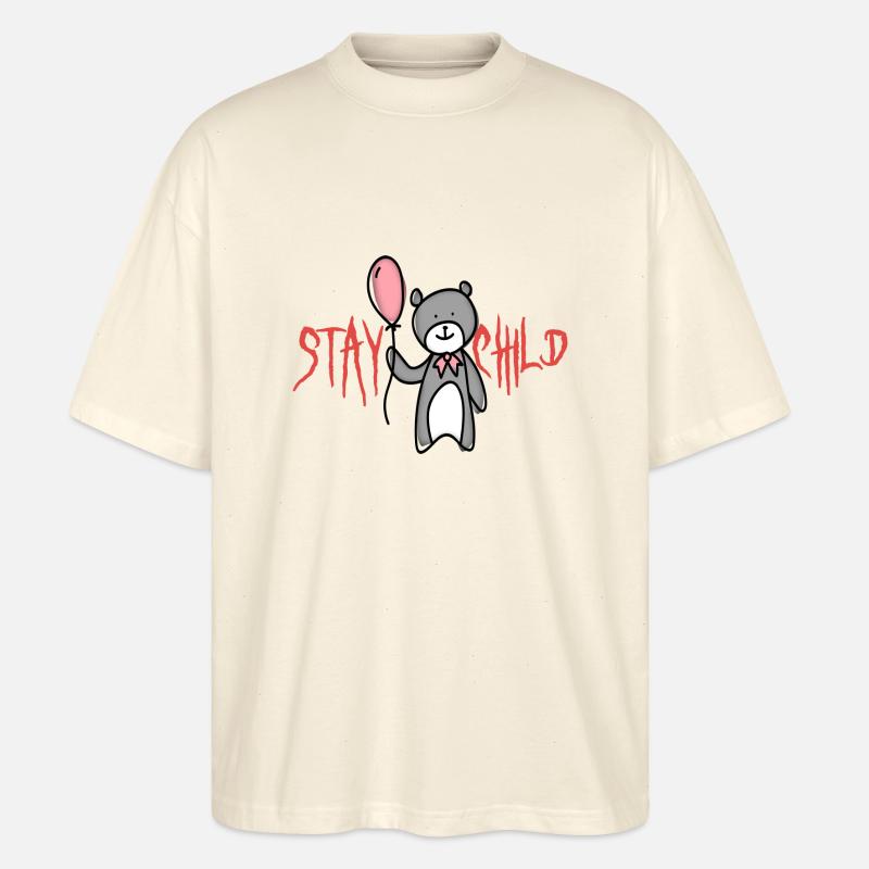 Bär mit Luftballon bleib Kind - Stanley/Stella Oversized Unisex Bio T-Shirt Blaster 2.0 - Natur