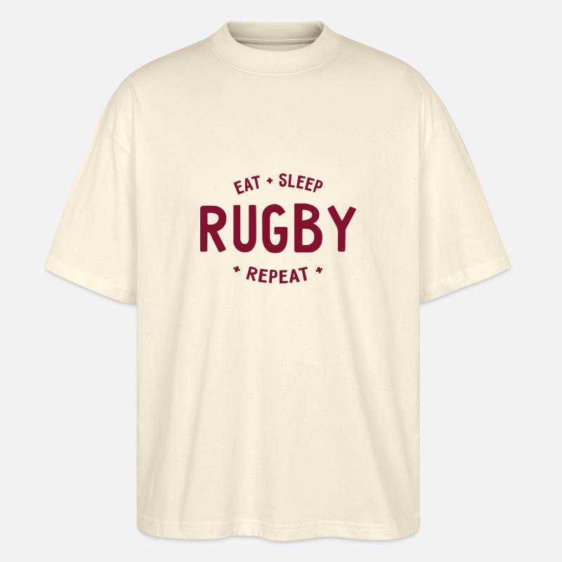Eat Sleep Rugby Repeat - Stanley/Stella Oversized Unisex Bio T-Shirt Blaster 2.0 - Natur