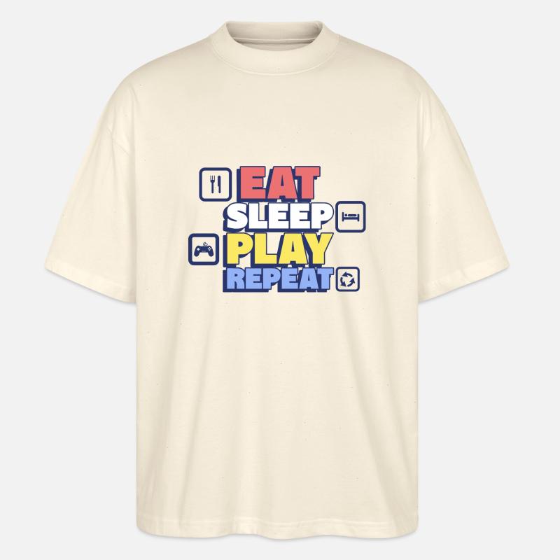 Eating, sleeping, playing, repeating - Stanley/Stella Oversized Unisex Organic T-shirt Blaster 2.0 - soft Ecru