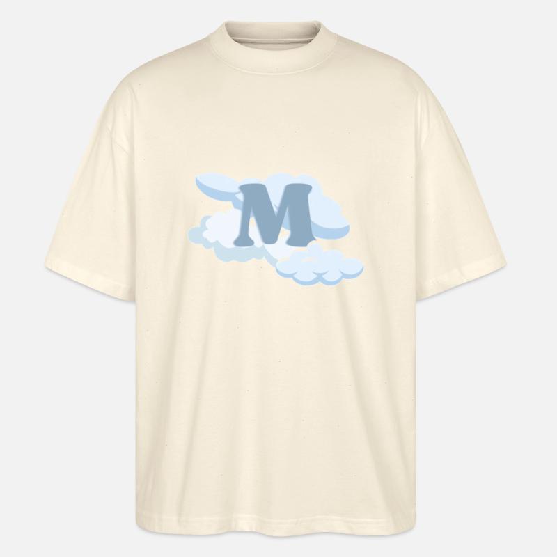 Blauer Buchstabe M - Stanley/Stella Oversized Unisex Bio T-Shirt Blaster 2.0 - Natur