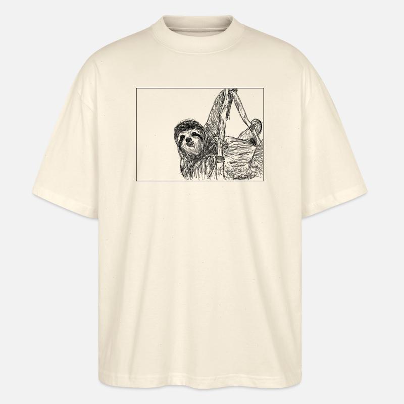 Faultier Skizze - Stanley/Stella Oversized Unisex Bio T-Shirt Blaster 2.0 - Natur