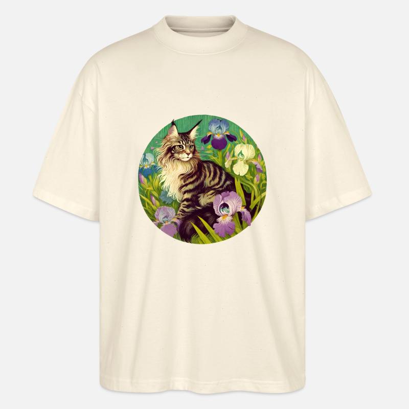 Braun getigerte Katze Iris - Stanley/Stella Oversized Unisex Bio T-Shirt Blaster 2.0 - Natur