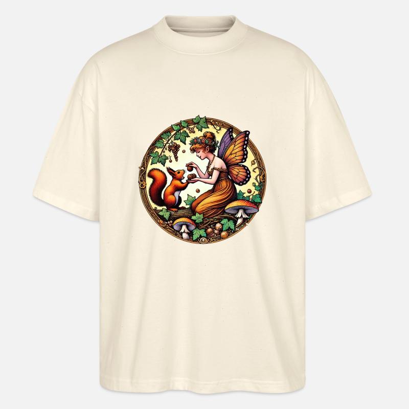 Eichhörnchen-Fee - Stanley/Stella Oversized Unisex Bio T-Shirt Blaster 2.0 - Natur