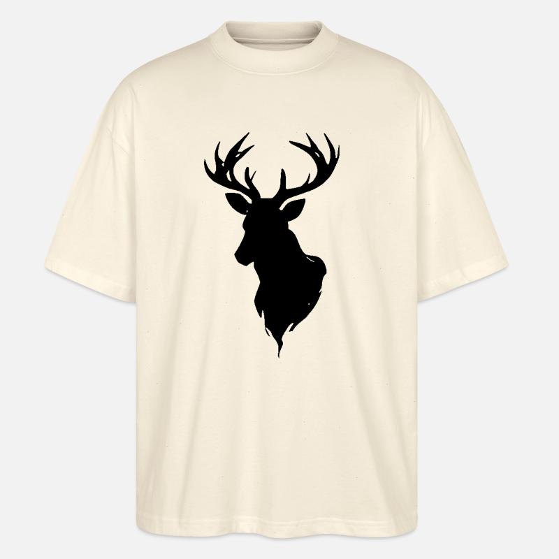 Schwarzer Hirschkopf - Stanley/Stella Oversized Unisex Bio T-Shirt Blaster 2.0 - Natur