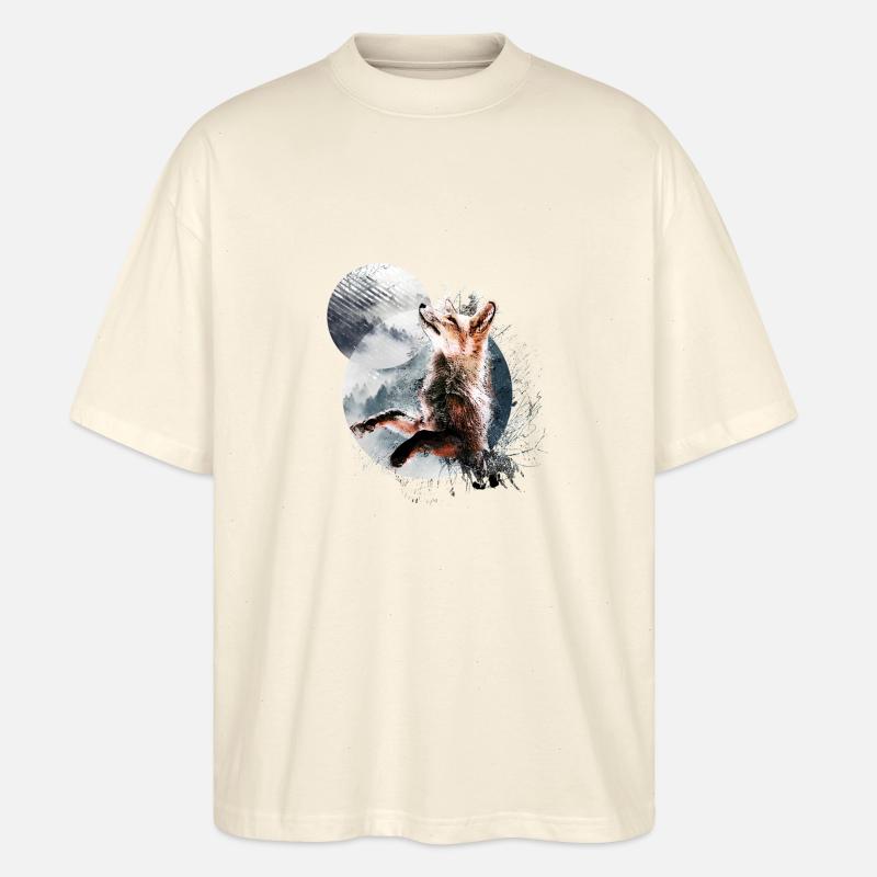 Fuchs im Mondschein - Stanley/Stella Oversized Unisex Bio T-Shirt Blaster 2.0 - Natur