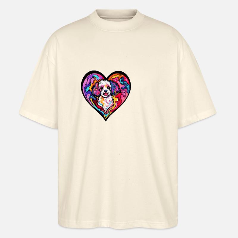 Poodle Hund Herz Liebe - Stanley/Stella Oversized Unisex Bio T-Shirt Blaster 2.0 - Natur