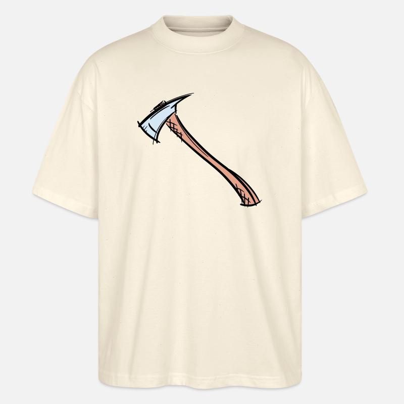 Axe Drawing / Fireman's Axe. Fireman. - Stanley/Stella Oversized Unisex Organic T-shirt Blaster 2.0 - soft Ecru