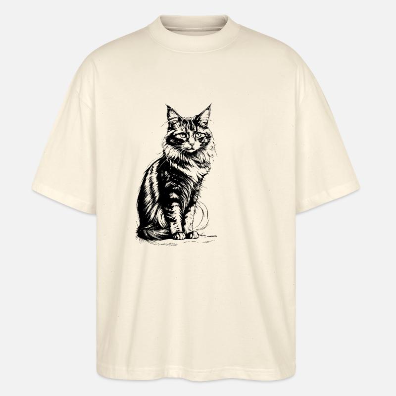 Stolze Katze schwarz-weiß - Stanley/Stella Oversized Unisex Bio T-Shirt Blaster 2.0 - Natur