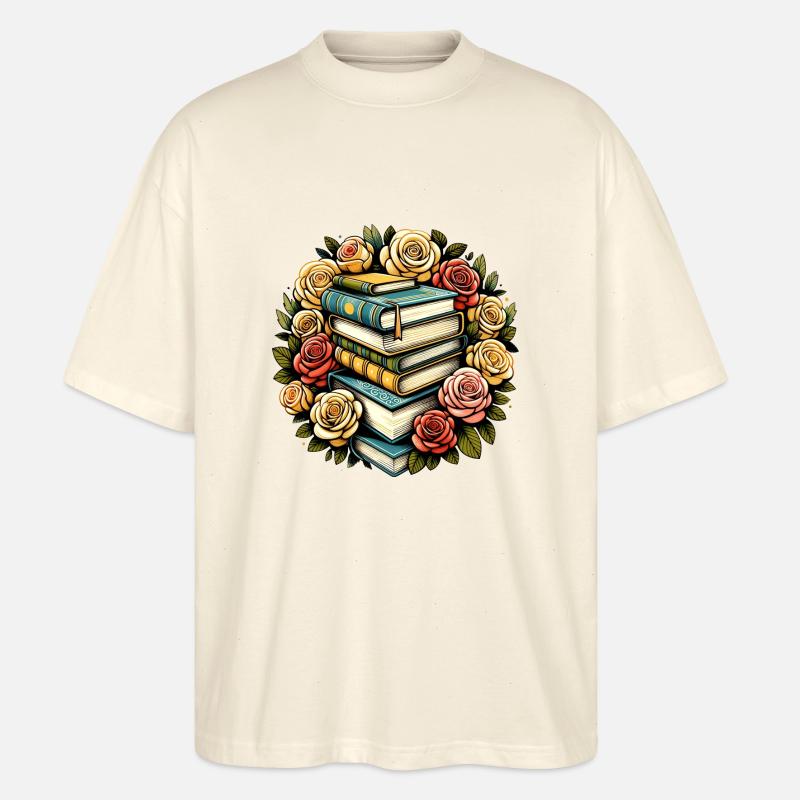 Bücherwurm Rosen - Stanley/Stella Oversized Unisex Bio T-Shirt Blaster 2.0 - Natur