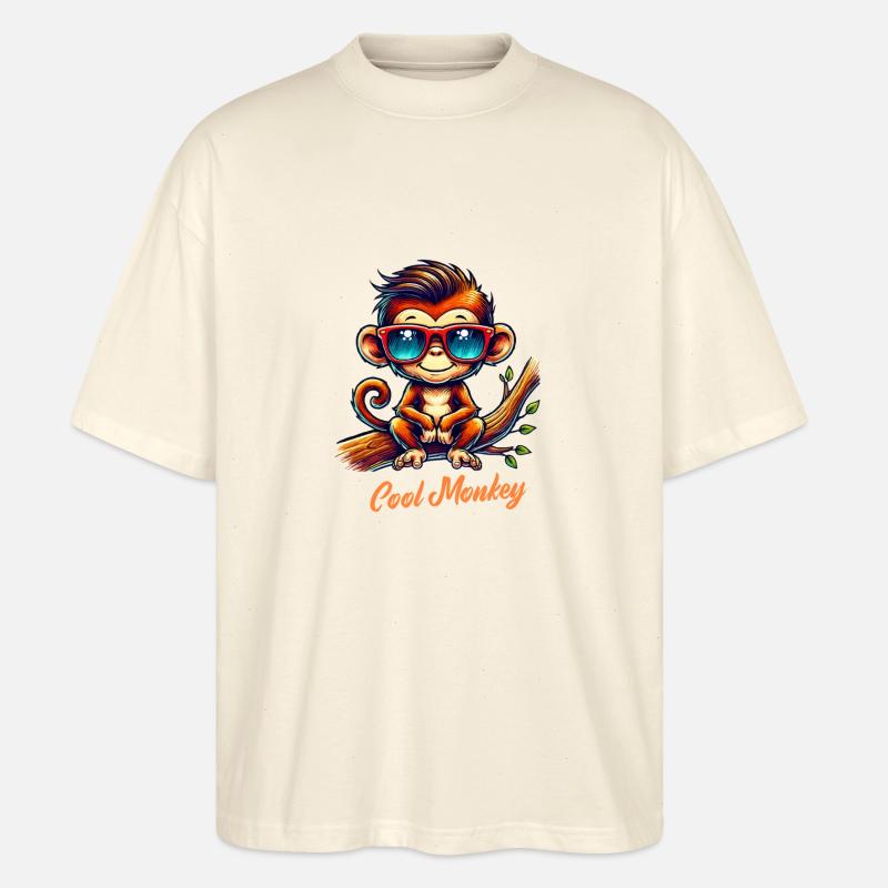 affe sonnenbrille comic - Stanley/Stella Oversized Unisex Bio T-Shirt Blaster 2.0 - Natur