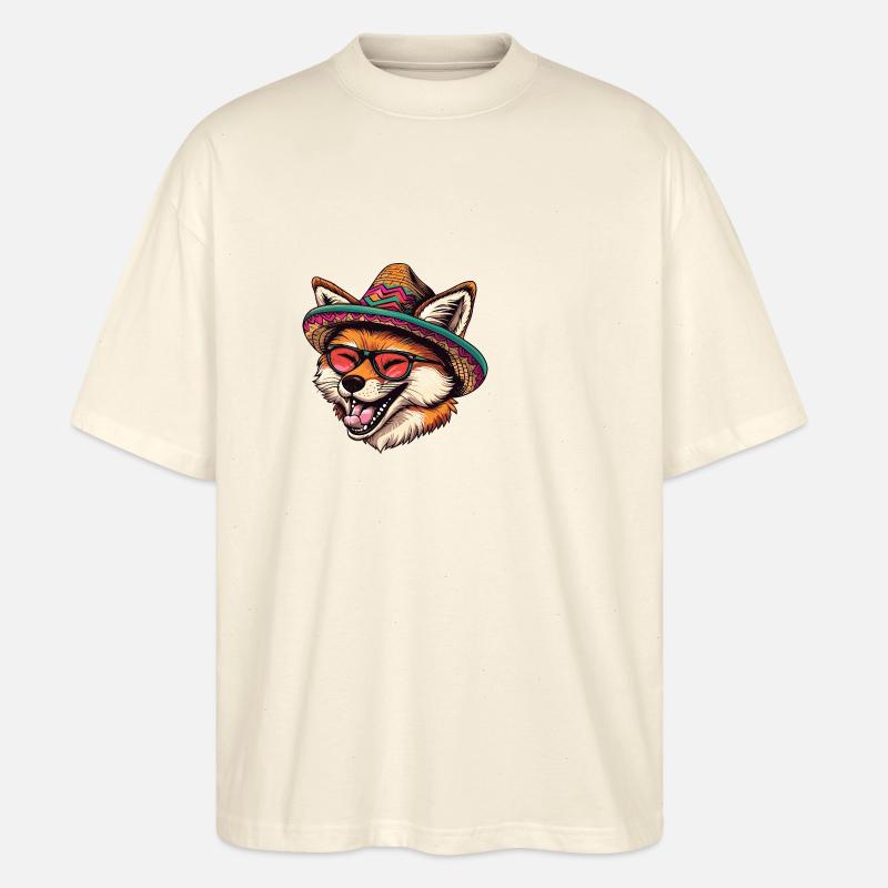 Fuchs Comic Lustig Sombrero - Stanley/Stella Oversized Unisex Bio T-Shirt Blaster 2.0 - Natur