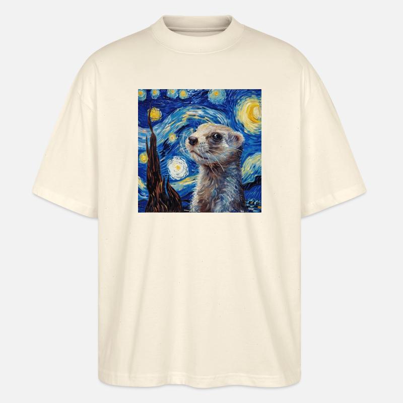 Frettchen, Van Gogh, Geschenk - Stanley/Stella Oversized Unisex Bio T-Shirt Blaster 2.0 - Natur