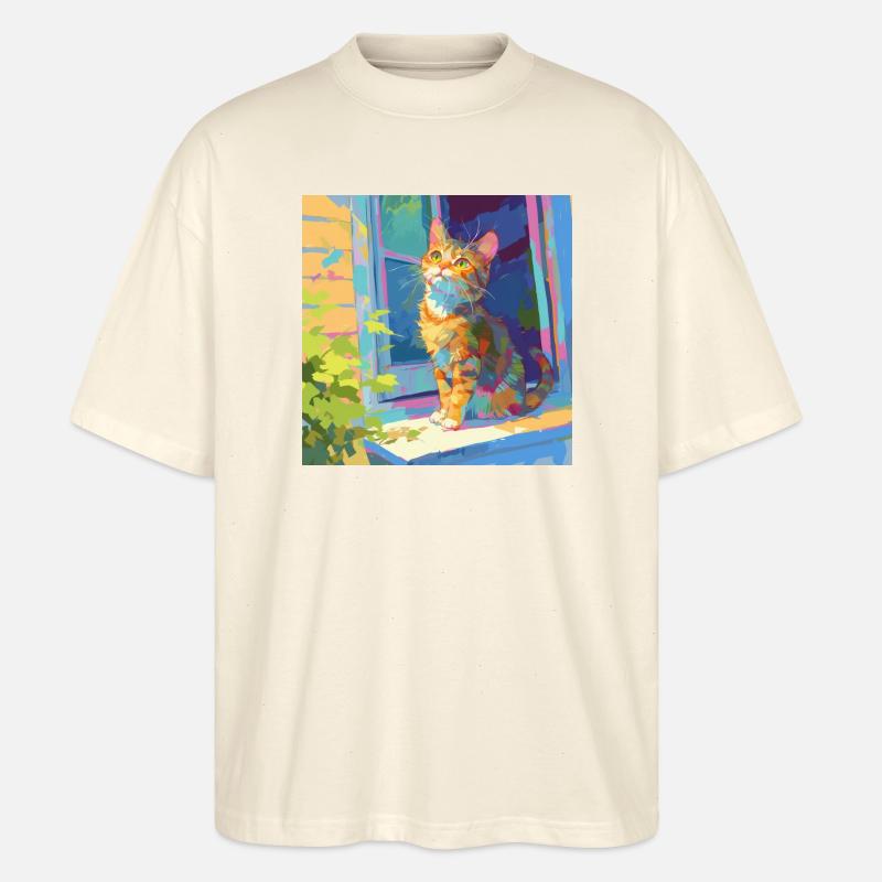 Chat, Motif De Chat - T-shirt bio Blaster 2.0 coupe oversize Stanley/Stella Unisexe - écru doux