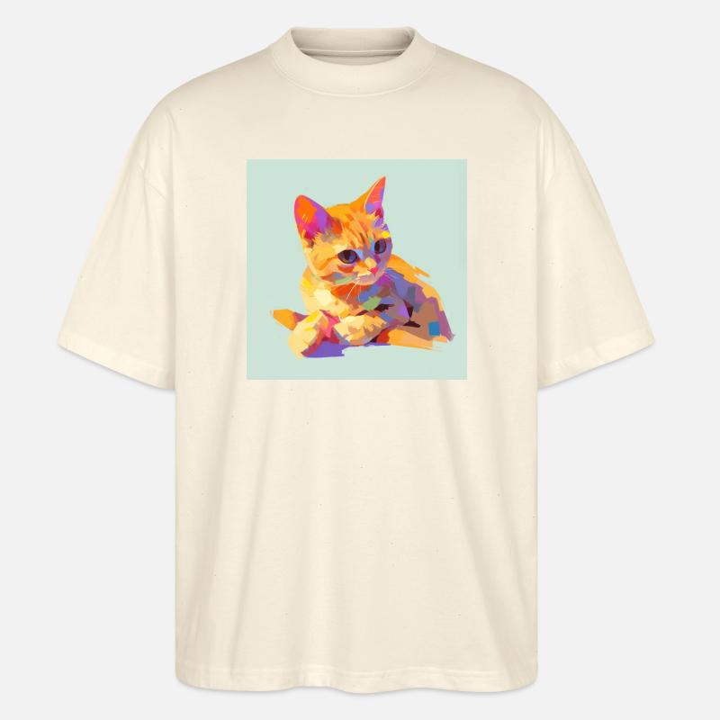 Chat, Motif De Chat - T-shirt bio Blaster 2.0 coupe oversize Stanley/Stella Unisexe - écru doux