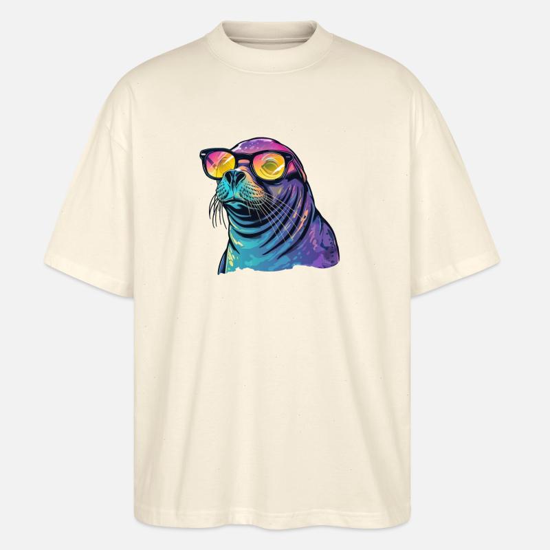 Robbe Seelöwe Sonnenbrille - Stanley/Stella Oversized Unisex Bio T-Shirt Blaster 2.0 - Natur