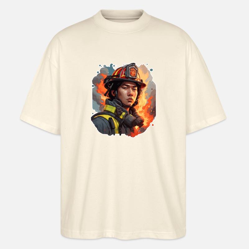 Firefighter / Fire / Fire / Extinguish / Hero - Stanley/Stella Oversized Unisex Organic T-shirt Blaster 2.0 - soft Ecru