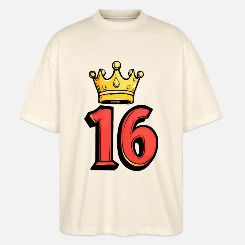 16 Zahl Krone - Stanley/Stella Oversized Unisex Bio T-Shirt Blaster 2.0 - Natur